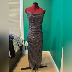 Laundry By Shelli Segal Shimmering Sequin Cowl-Neck Midi Dress, Size 4